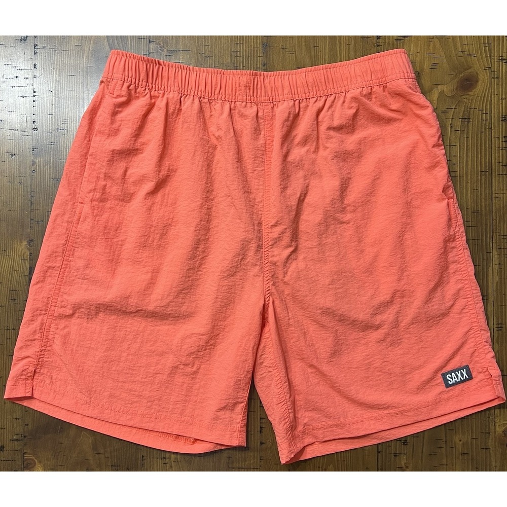 SAXX Men's Go Coastal 2N1 Volley Swim Shorts Trunks Coastal Salmon SZ Large